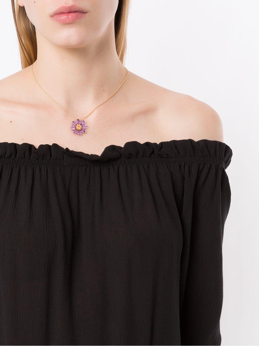 Spring amethyst floral charm necklace - 2