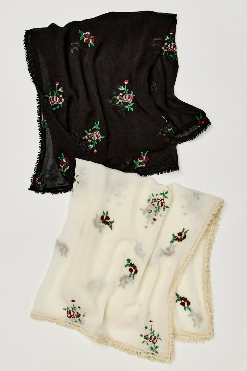 Annabelle Embroidered Sheer Scarf 1