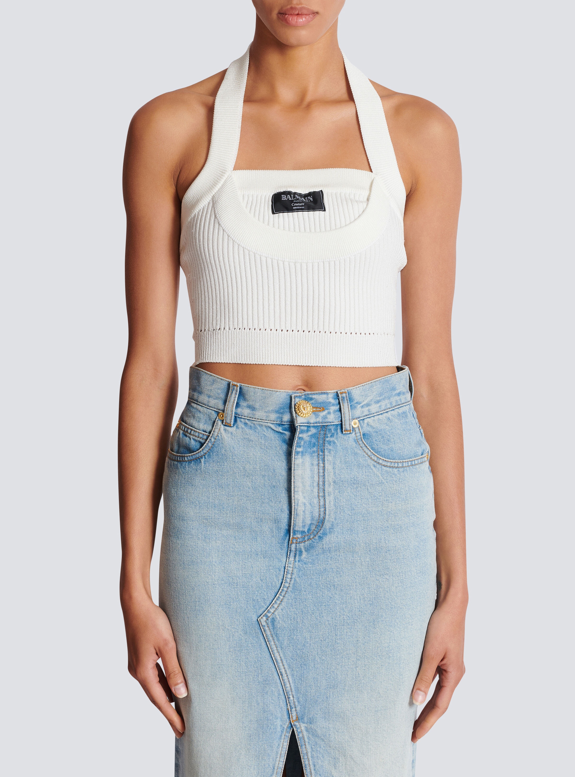 Ribbed knit halterneck top - 5