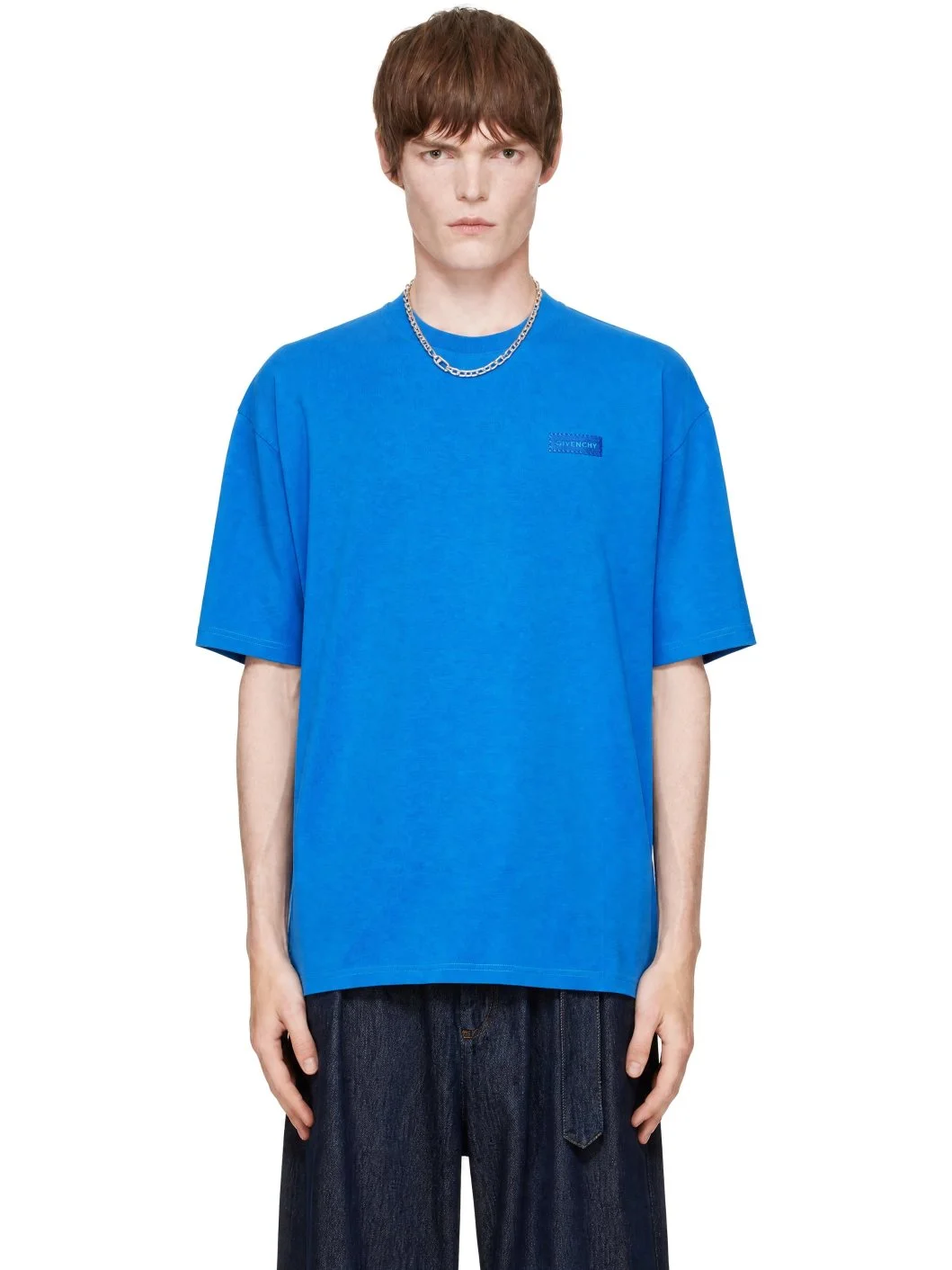 Blue Cotton 'Givenchy' Patch T-shirt - 1