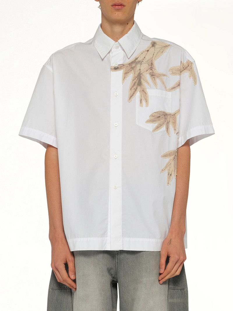 Bamboo Printed Short Sleeve Shirt in White 1