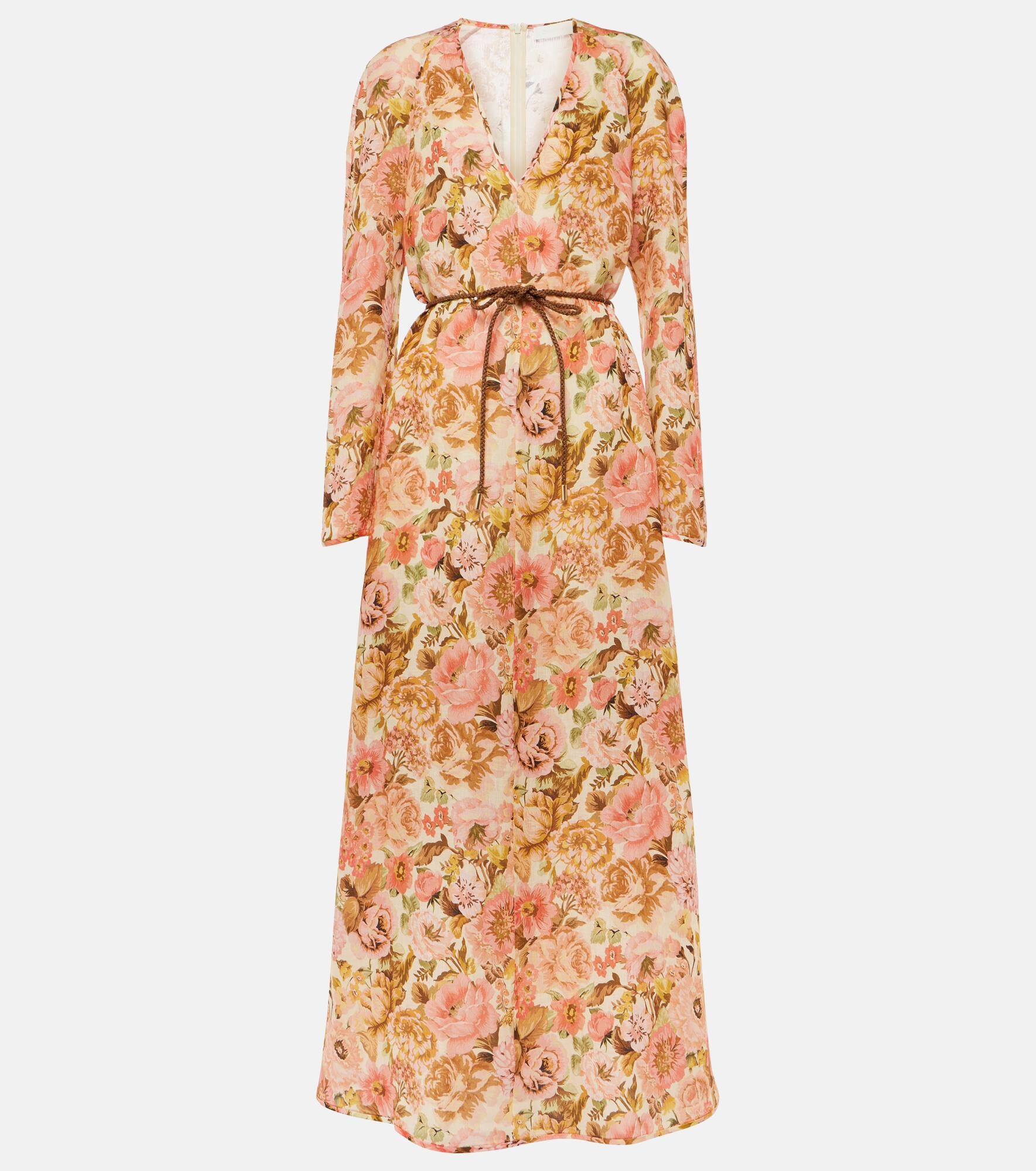 Floral linen maxi dress - 1