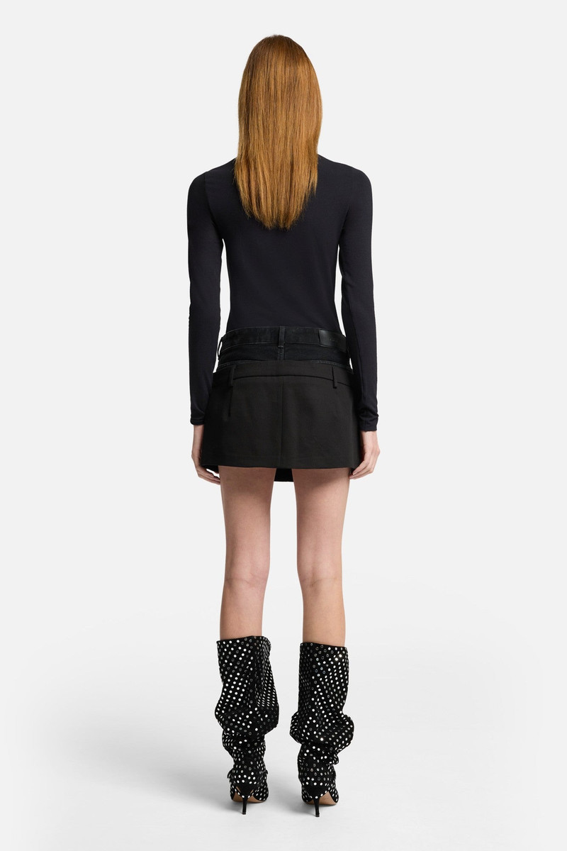 Double Waist Skirt in Black 5