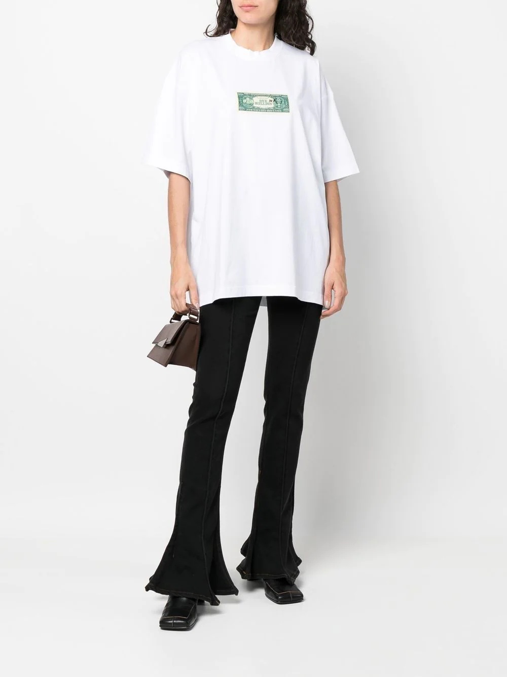 dollar-print oversized T-shirt - 3