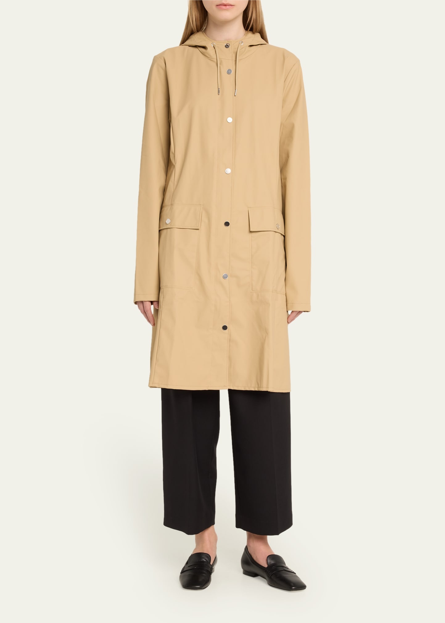Curve Belted Trench Coat with Drawstring Hood - 2