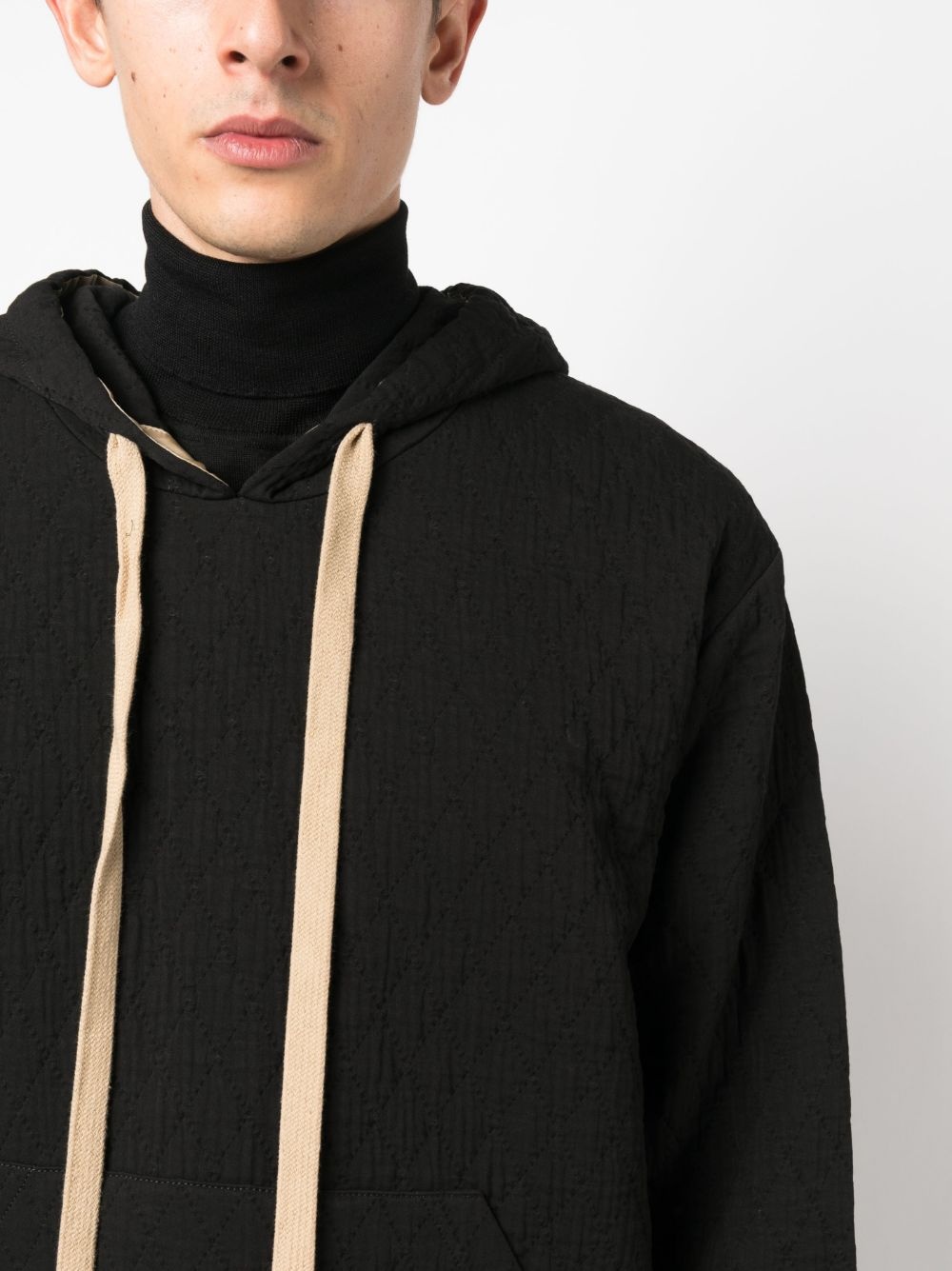 quilted drawstring hoodie - 5