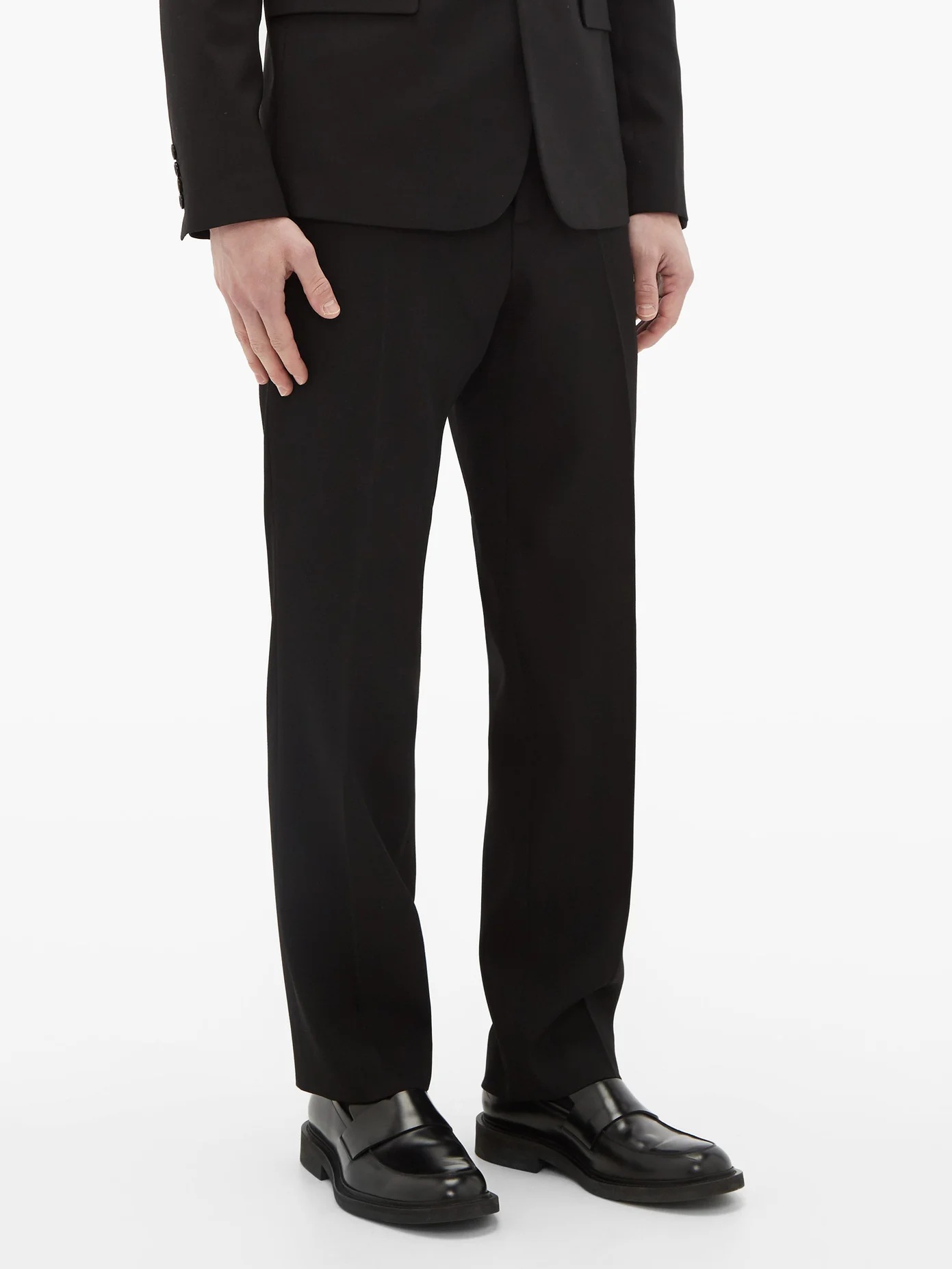 Double-pocket wool straight-leg trousers - 7