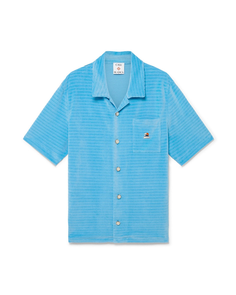 Stripe Velour Short Sleeve Shirt | Casablanca Paris 1