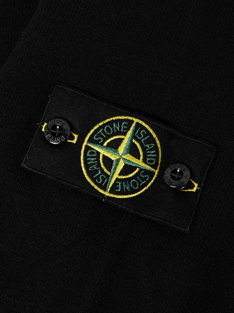 Logo-Appliquéd Wool-Blend Zip-Up Cardigan Black 6