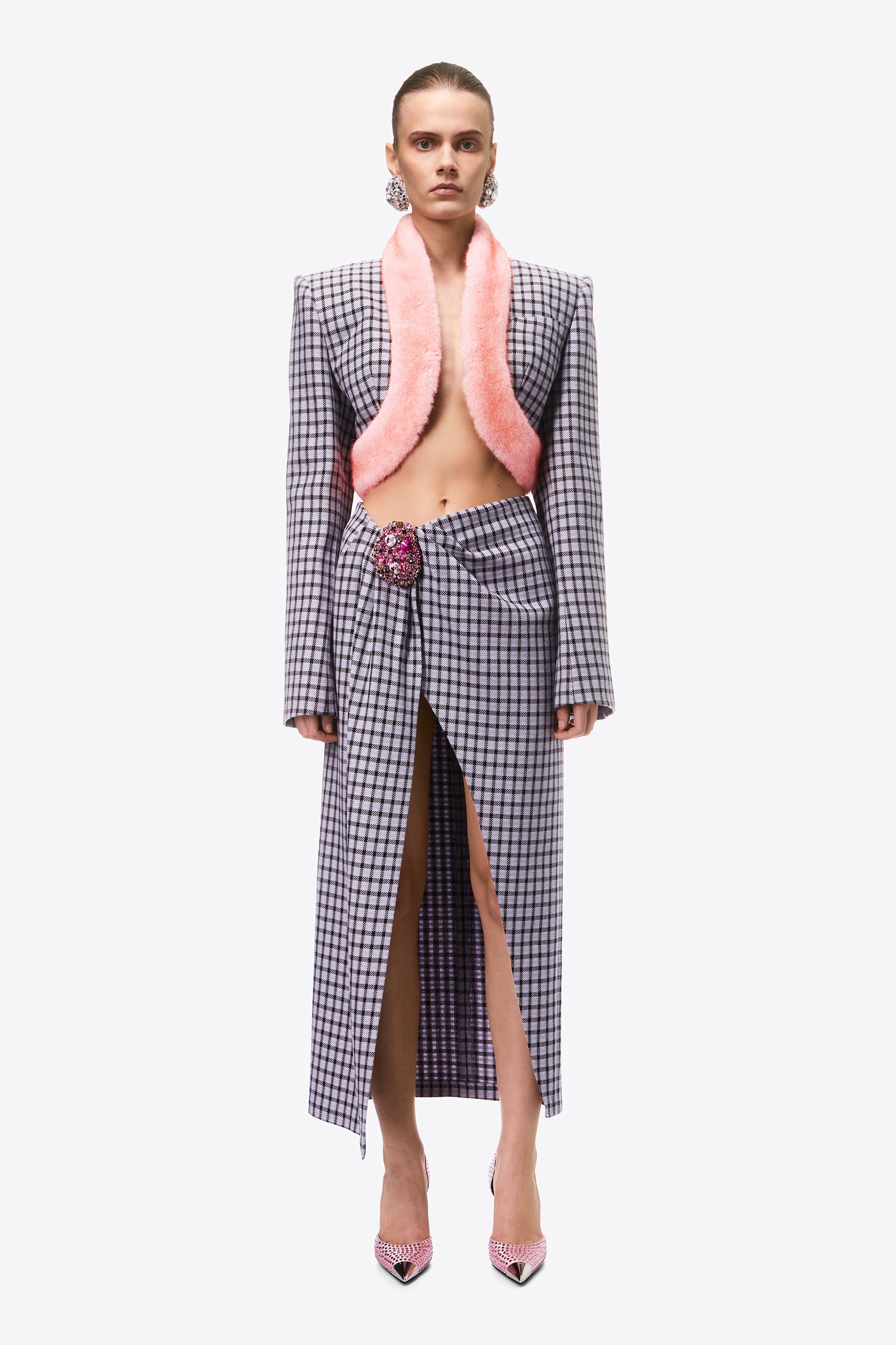 FAUX FUR TRIM CROPPED BLAZER - 3