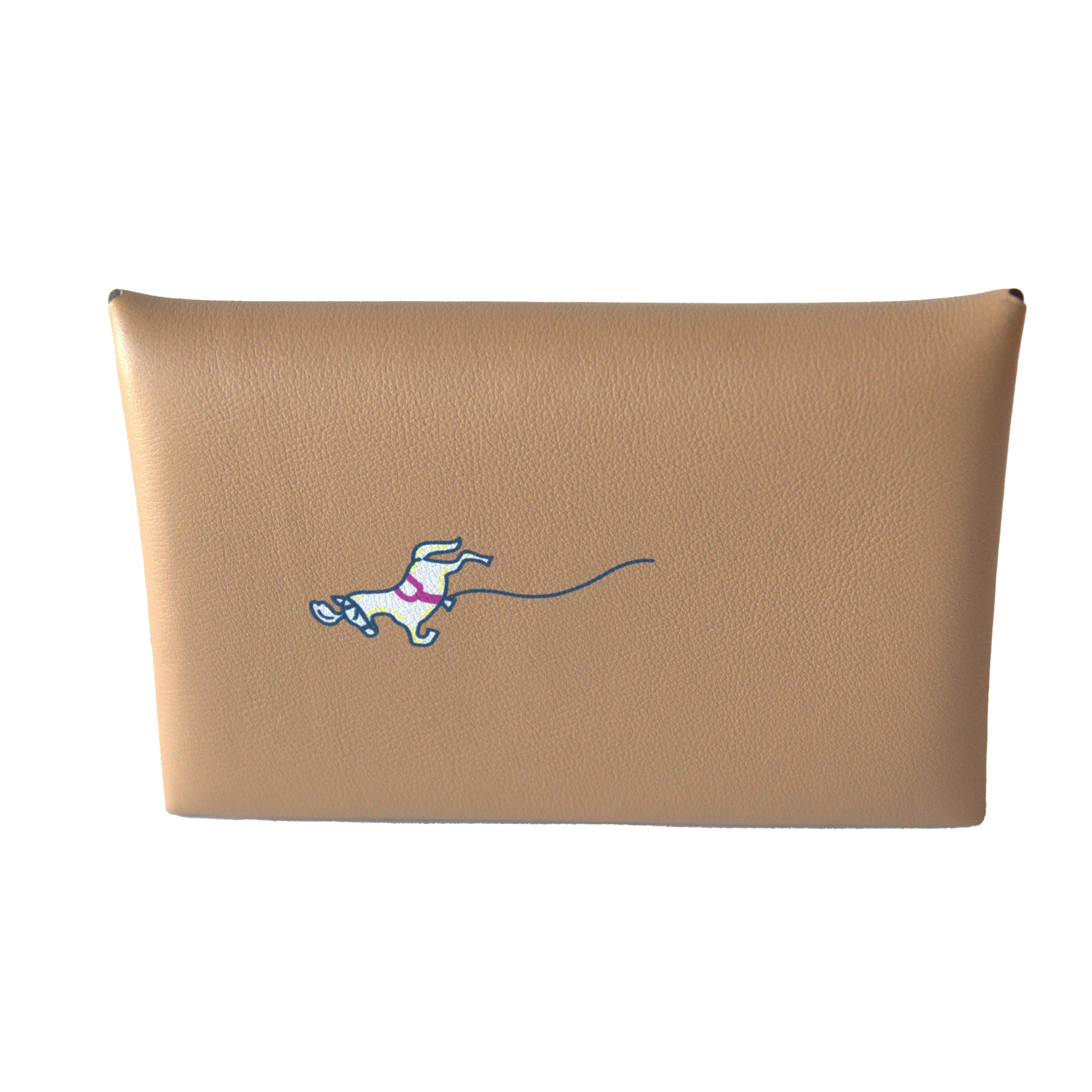 Hermes Calvi Duo Swift Jockey Card Holder Chai - 2