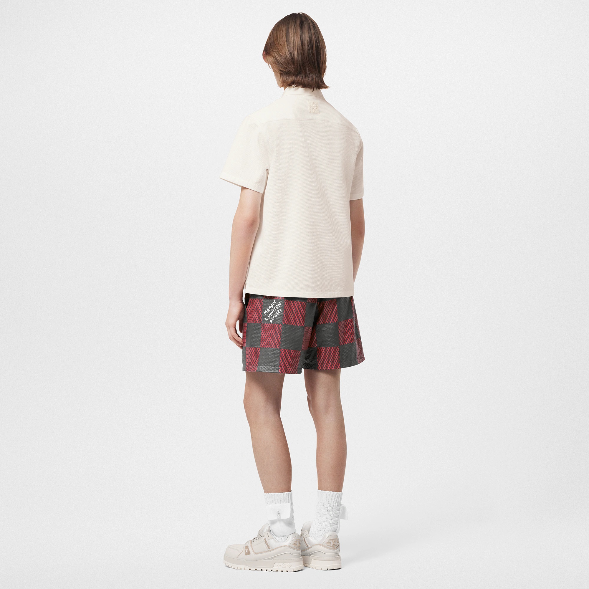 Leather Intarsia Damier Rugby Shorts - 3