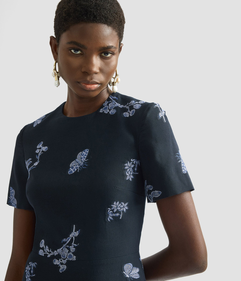 DRAPED JACQUARD MIDI DRESS 5