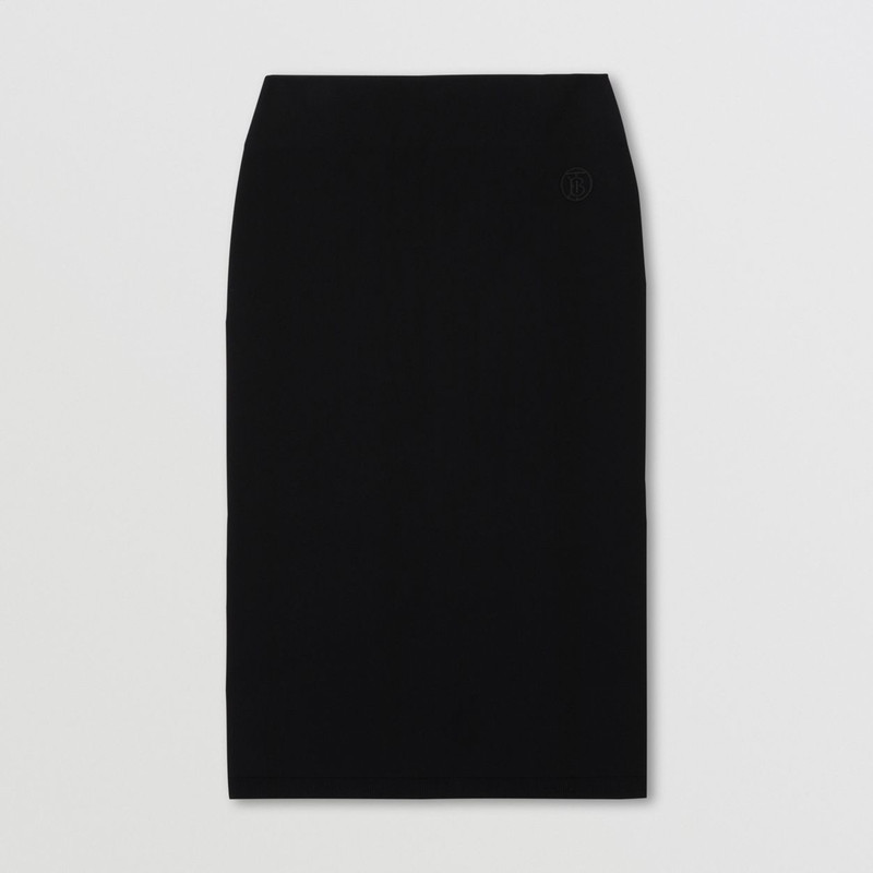 Monogram Motif Stretch Jersey Pencil Skirt 1