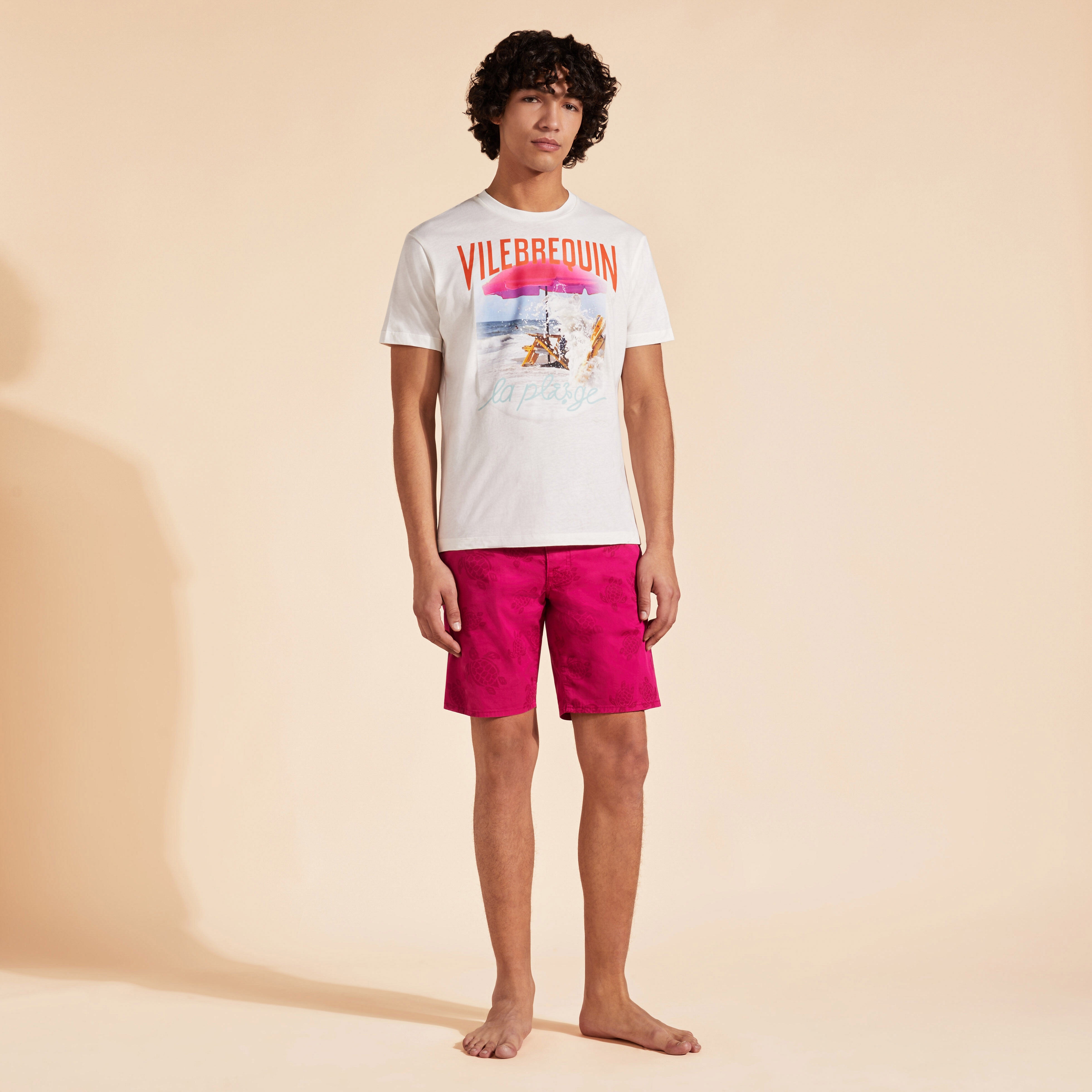 Men Cotton T-Shirt Wave on VBQ Beach - 3