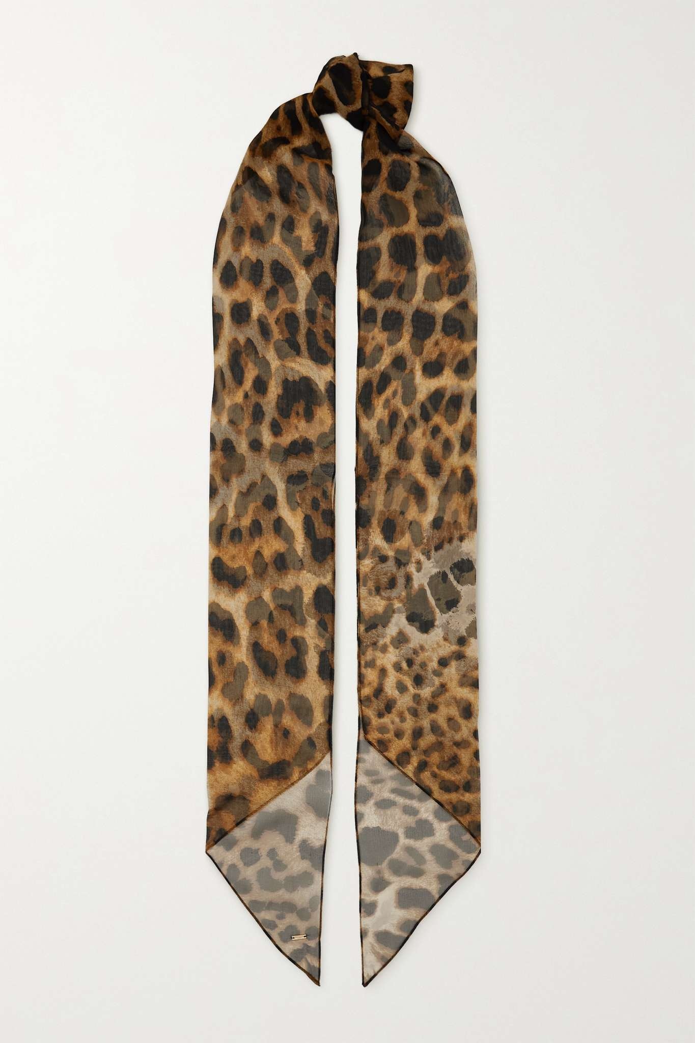 Leopard-print silk-chiffon scarf - 1