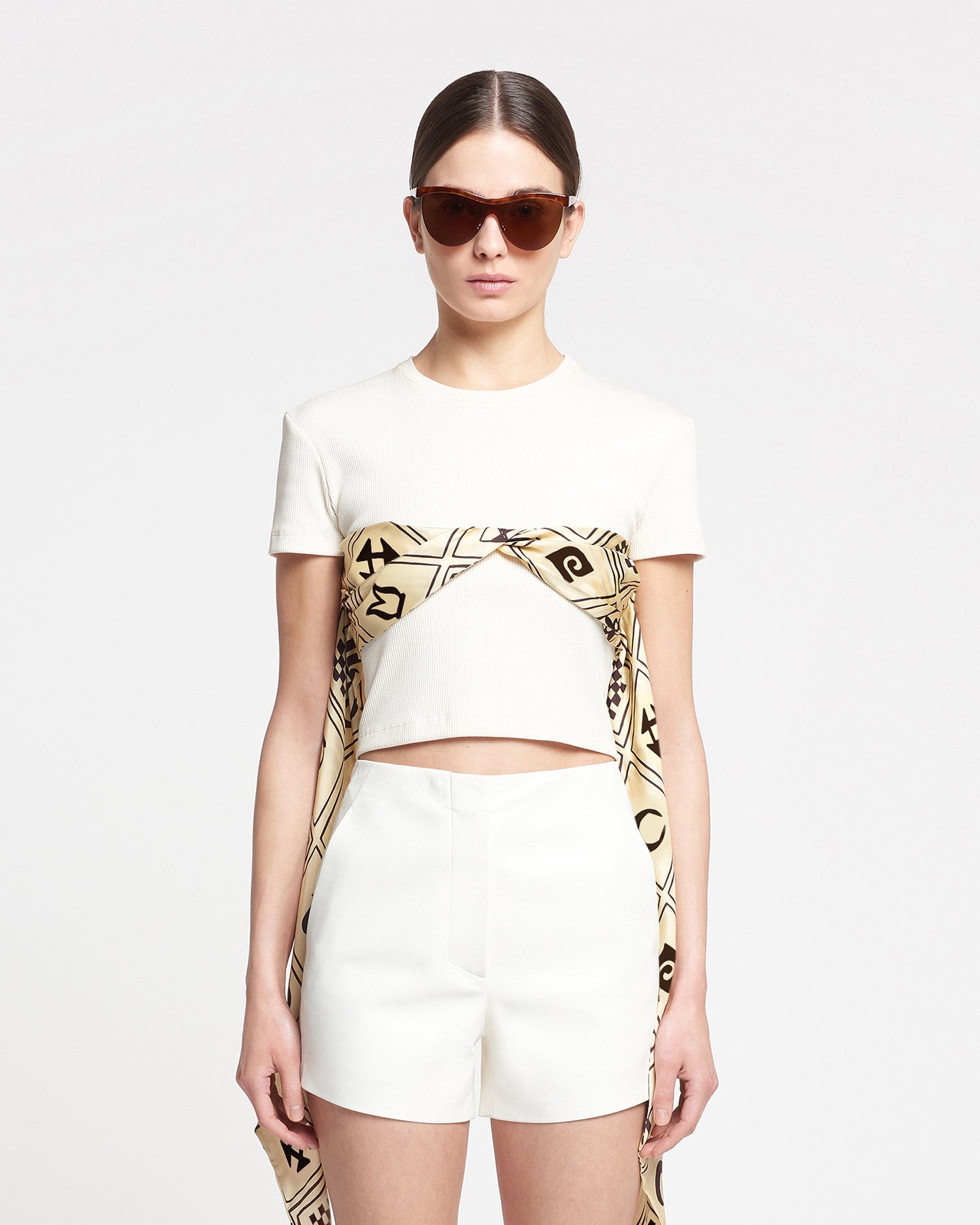 Silk-Trimmed Ribbed-Jersey T-Shirt - 1