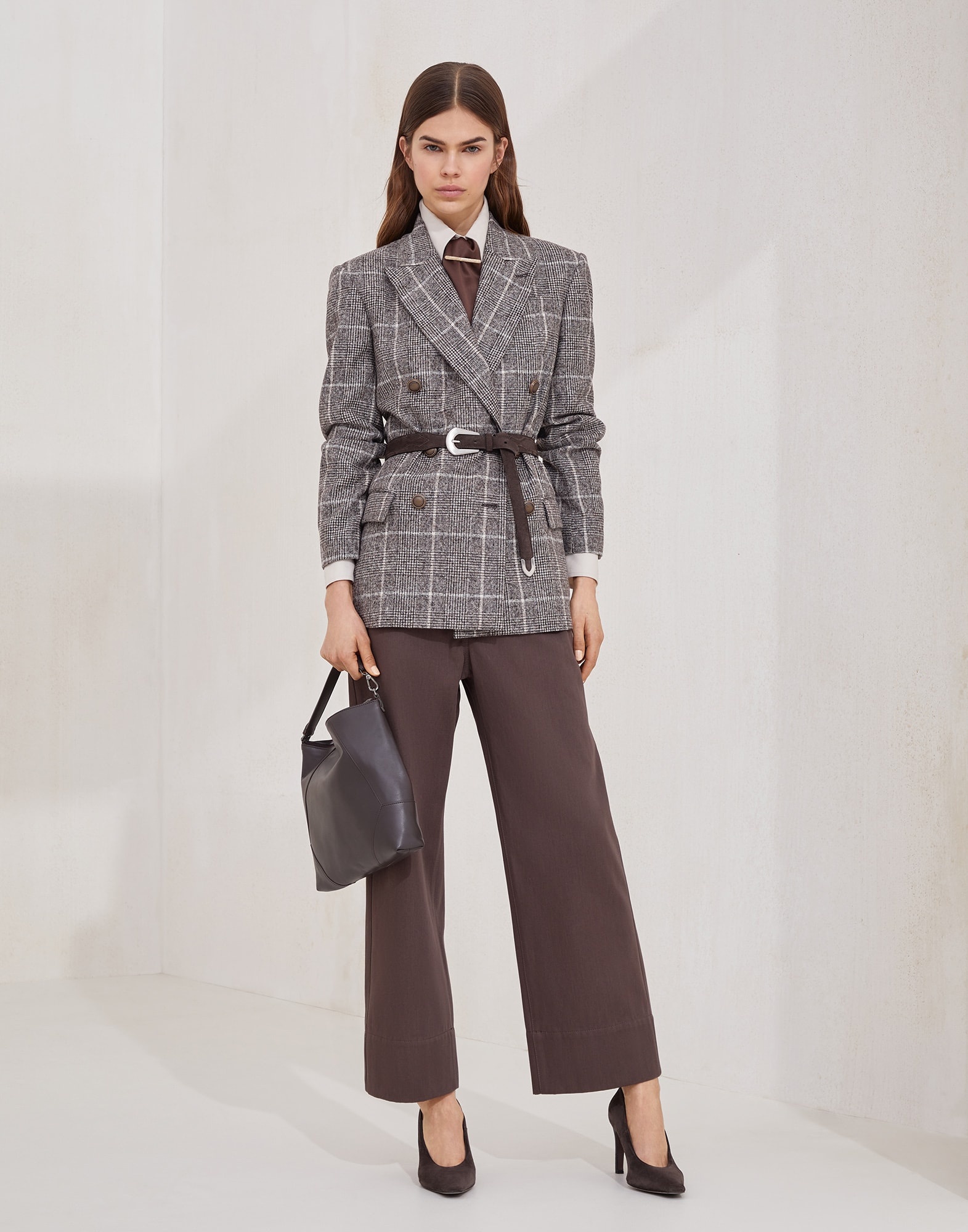 Couture cotton gabardine square chino trousers with monili - 4