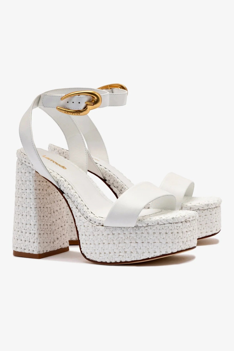 Dolly Verona Sandal In White Leather and White Raffia 3