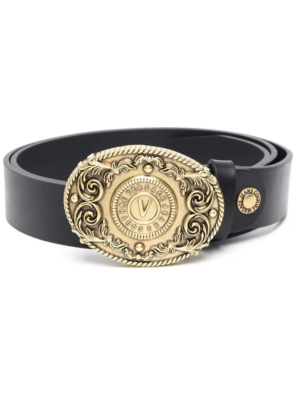 engraved-logo buckle belt - 1