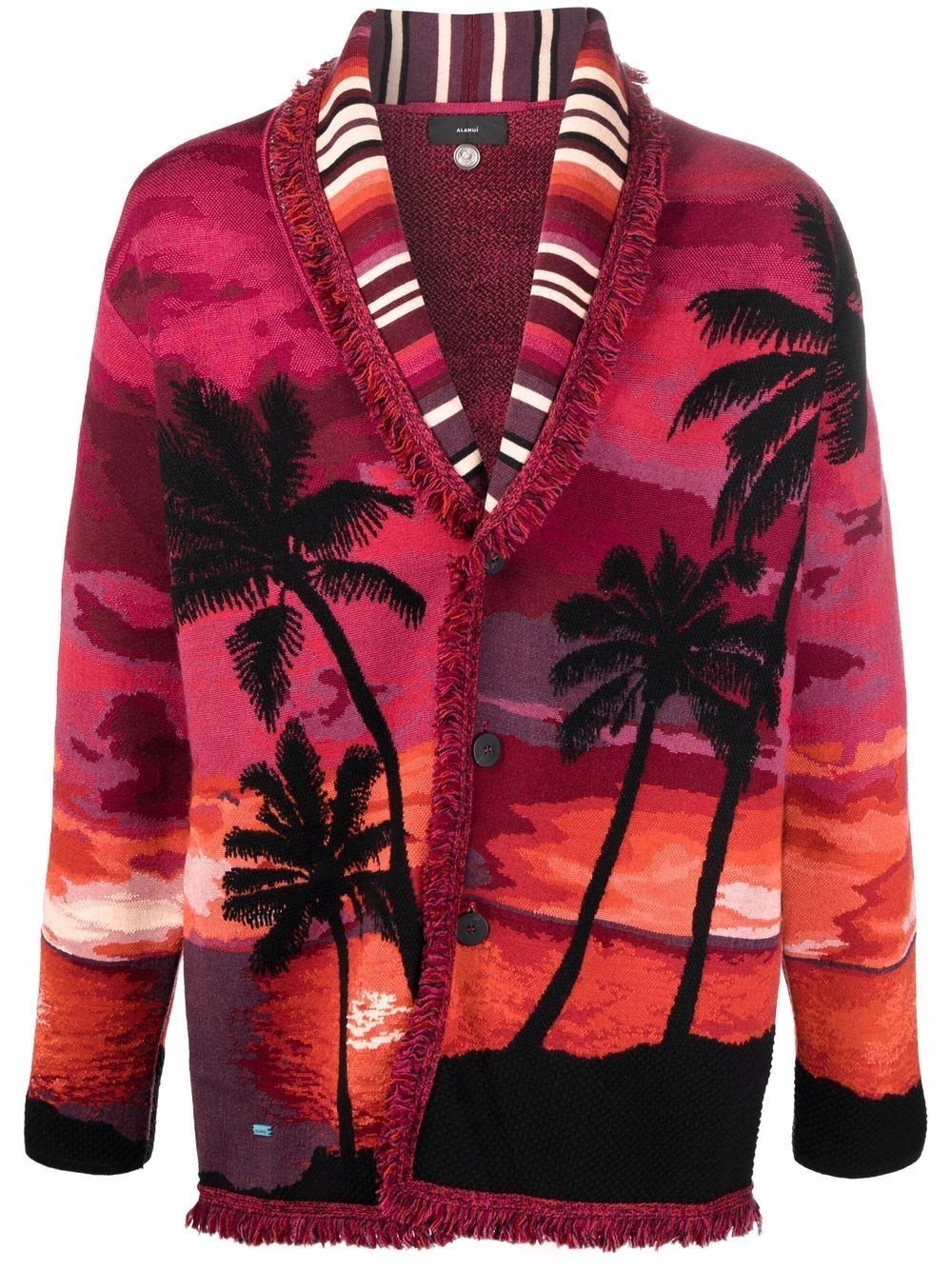 palm tree intarsia cardigan - 1