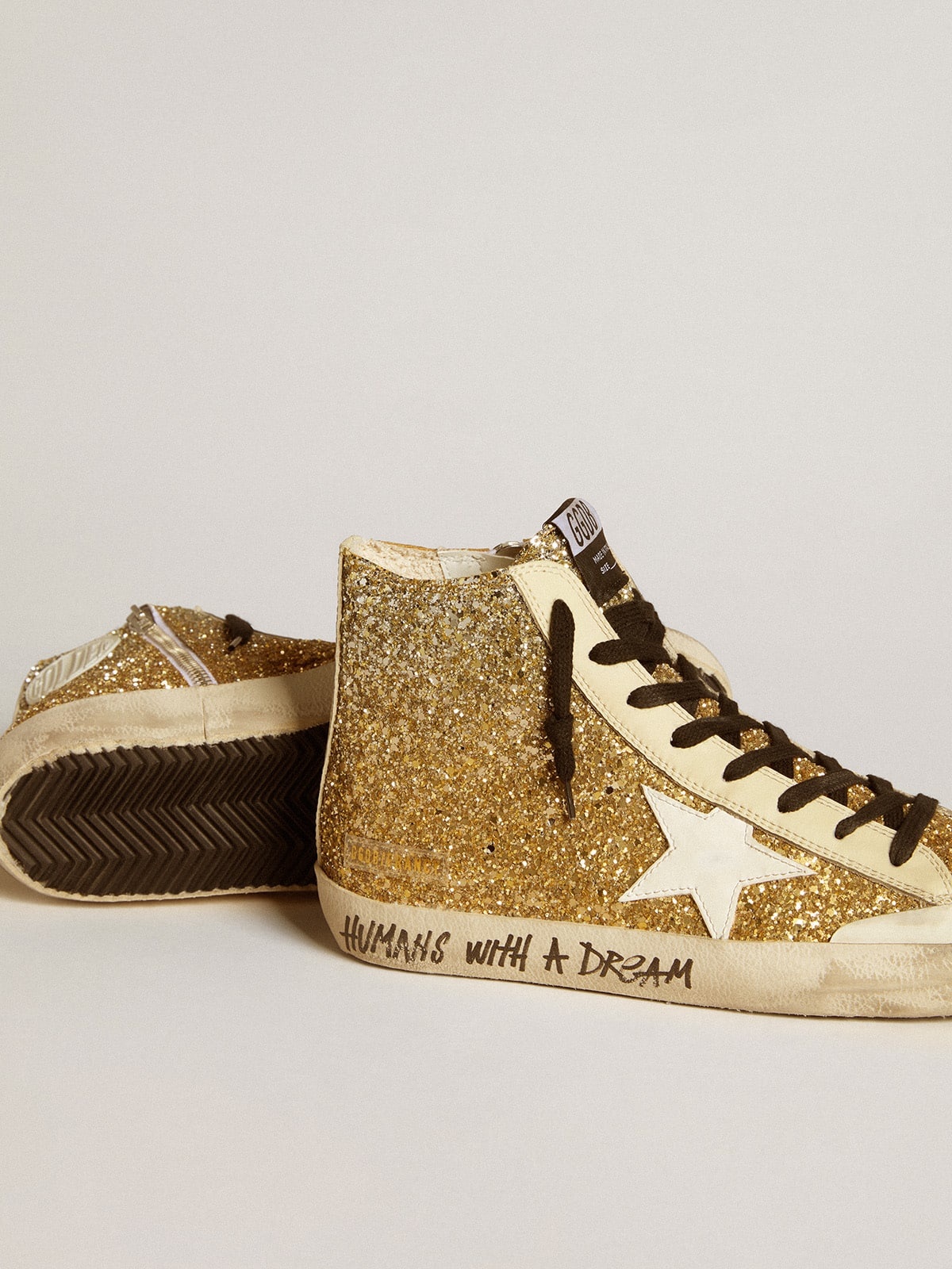 Francy Penstar in gold glitter with white leather star - 3