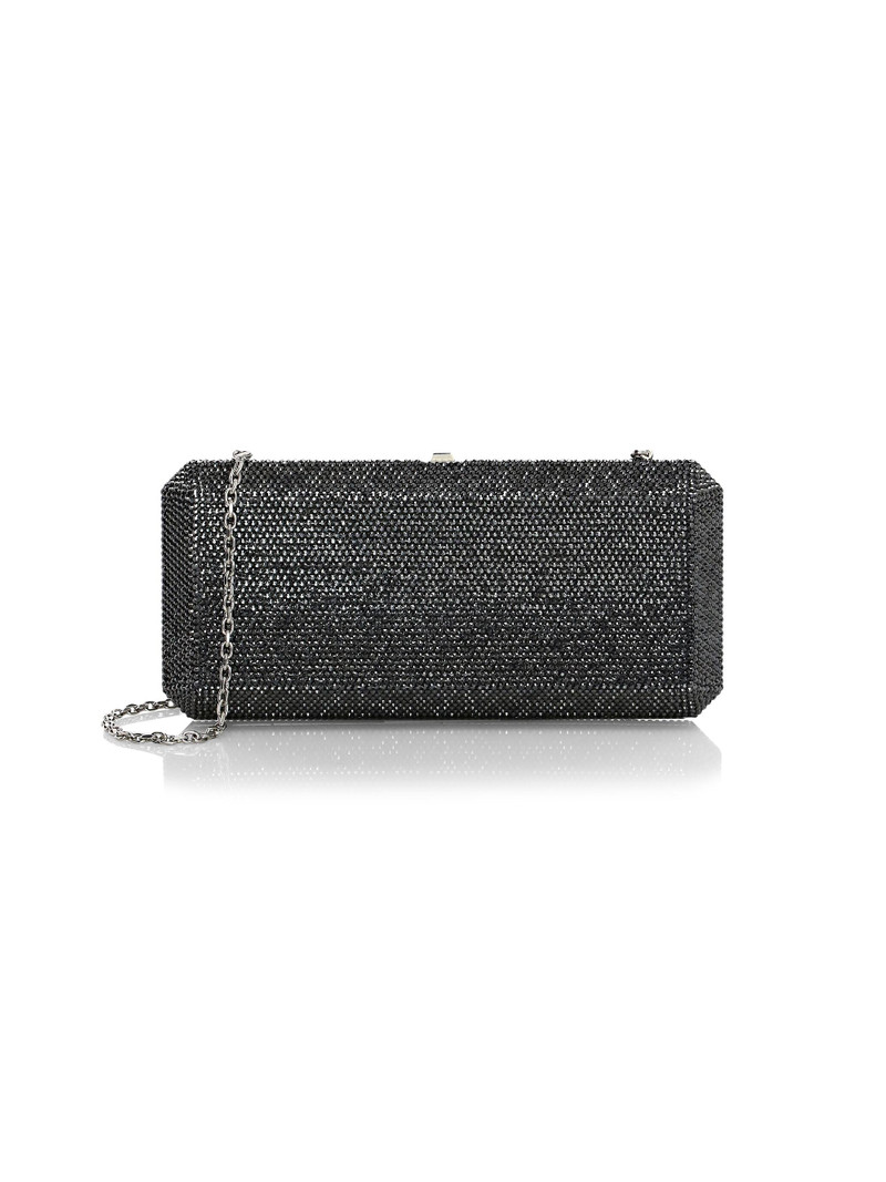 Women's Slim Rectangle Crystal Clutch - Hematite 1