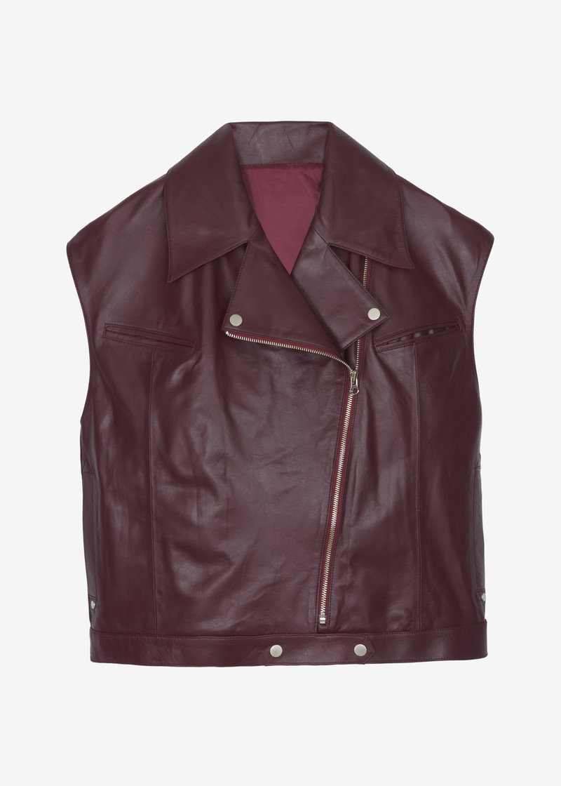 Cetina Leather Vest - Burgundy 1