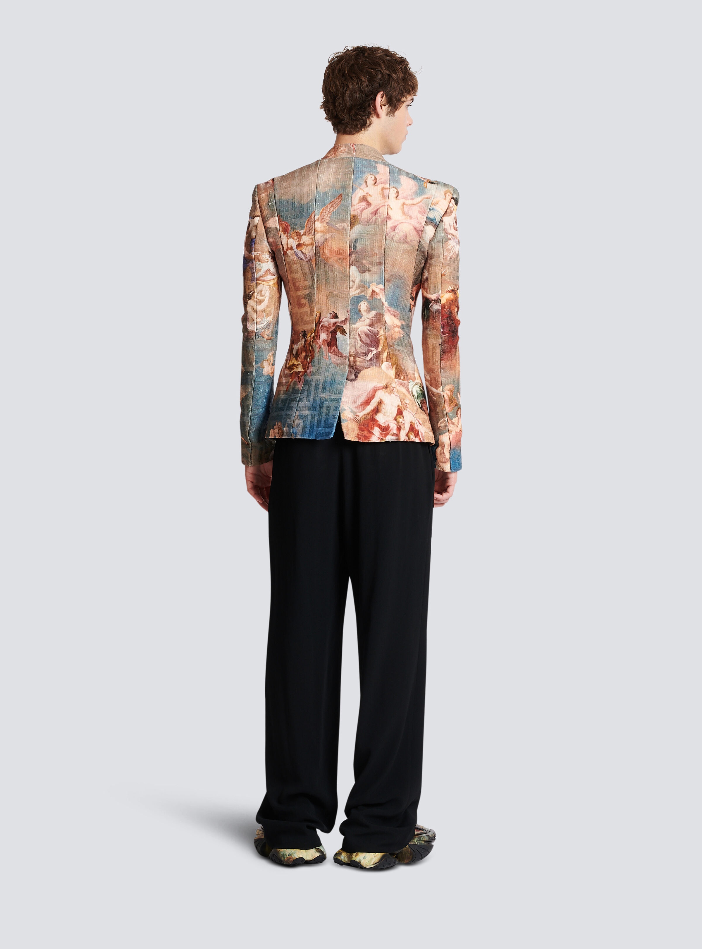 Sky print collarless jacket - 4