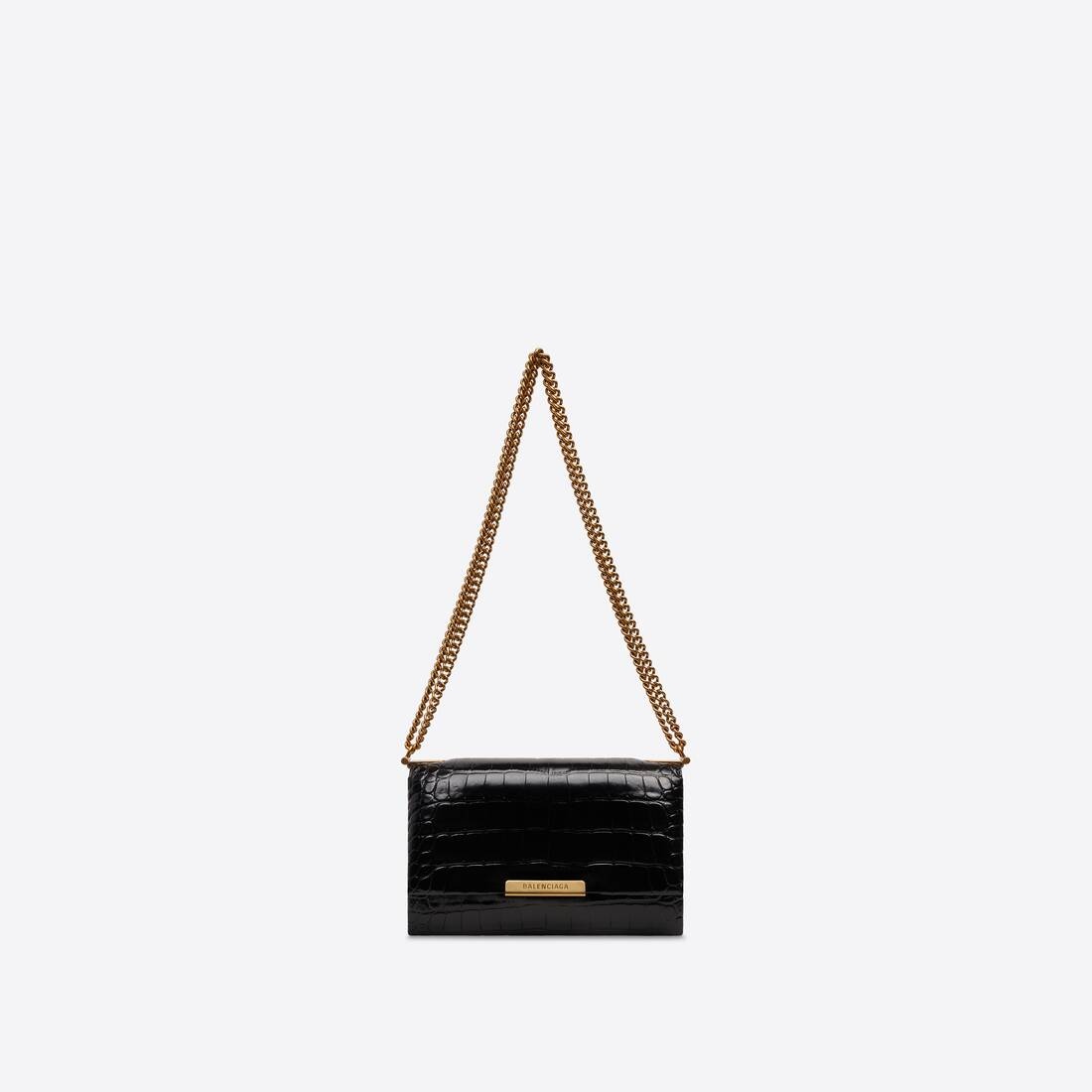 Women's Triplet Small Bag Crocodile Embossed in Black - 1