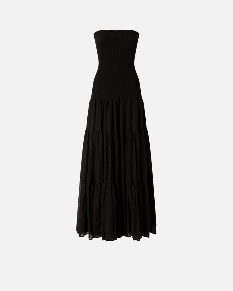 LONG DRESS WITH RIBBED TOP AND FLOUNCED SKIRT 1