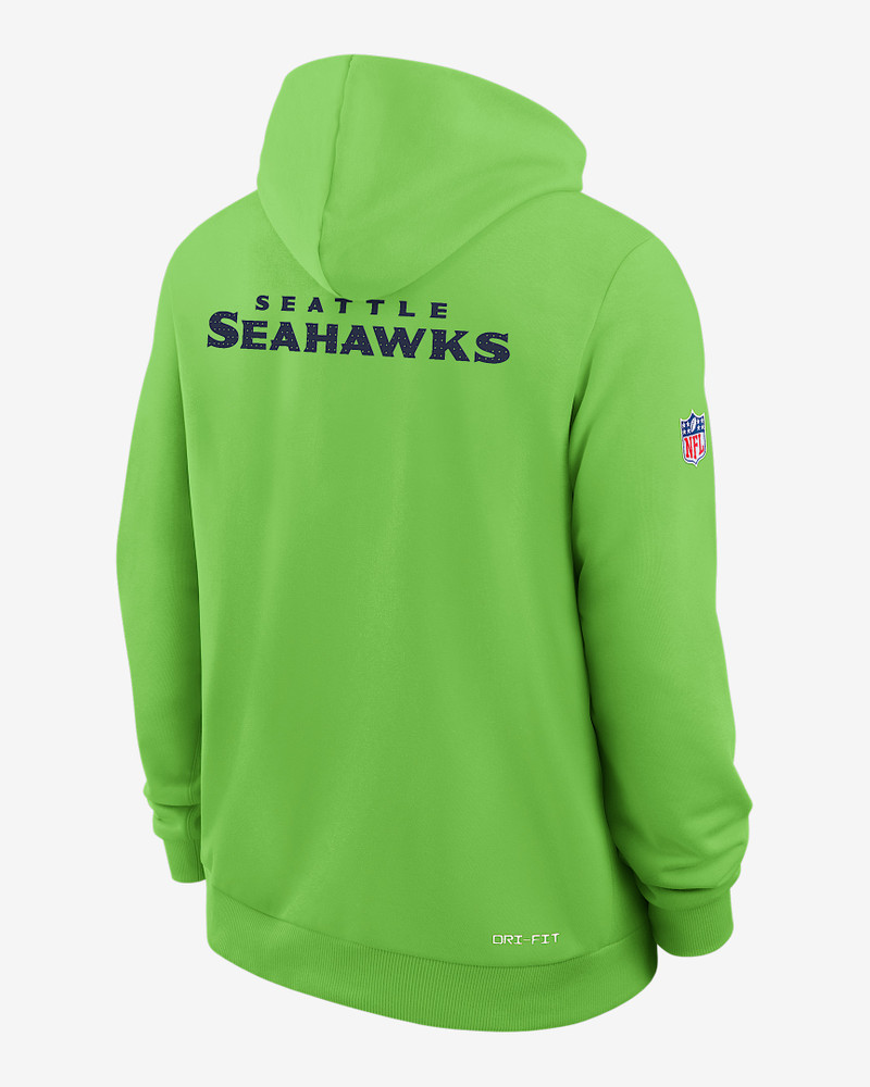 Nike Seattle Seahawks Initial Home Sideline Men's Nike Dri-FIT NFL Pullover Hoodie outlook