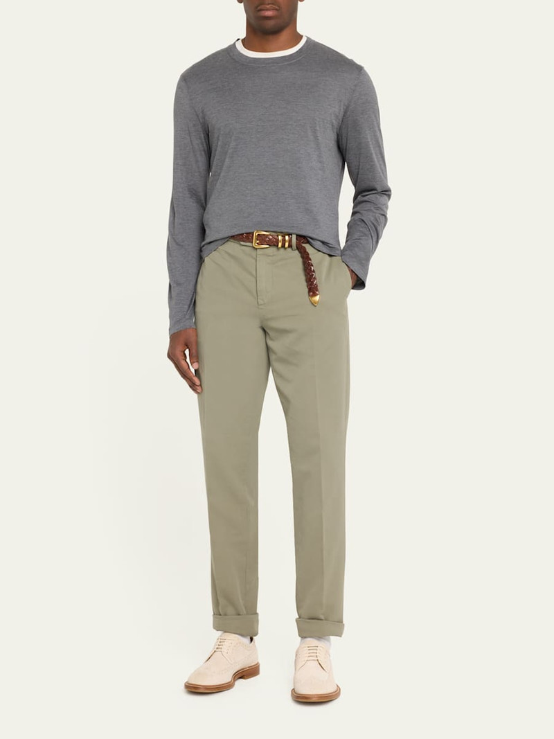 Brunello Cucinelli Men's Silk and Cotton Long-Sleeve T-Shirt outlook