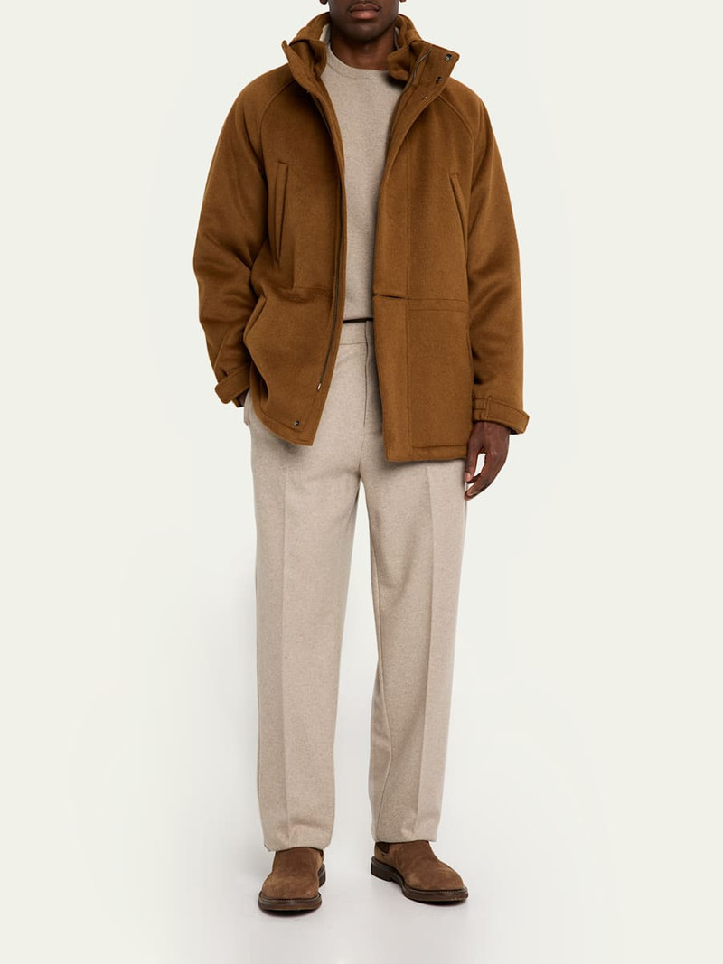 Loro Piana Men's Breia Cashmere and Wool Raw-Edge Crewneck Sweater outlook