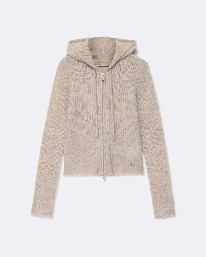 MABEL CROPPED ALPACA-BLEND HOODIE - 1