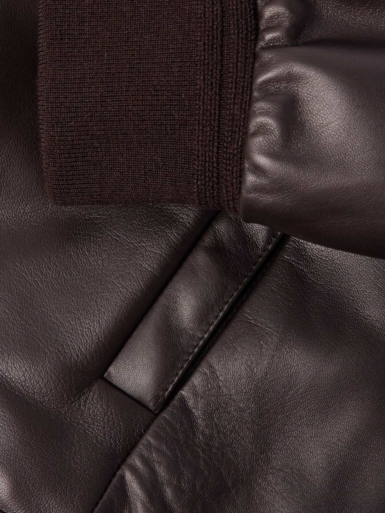 Slim-Fit Leather Jacket Brown - 5