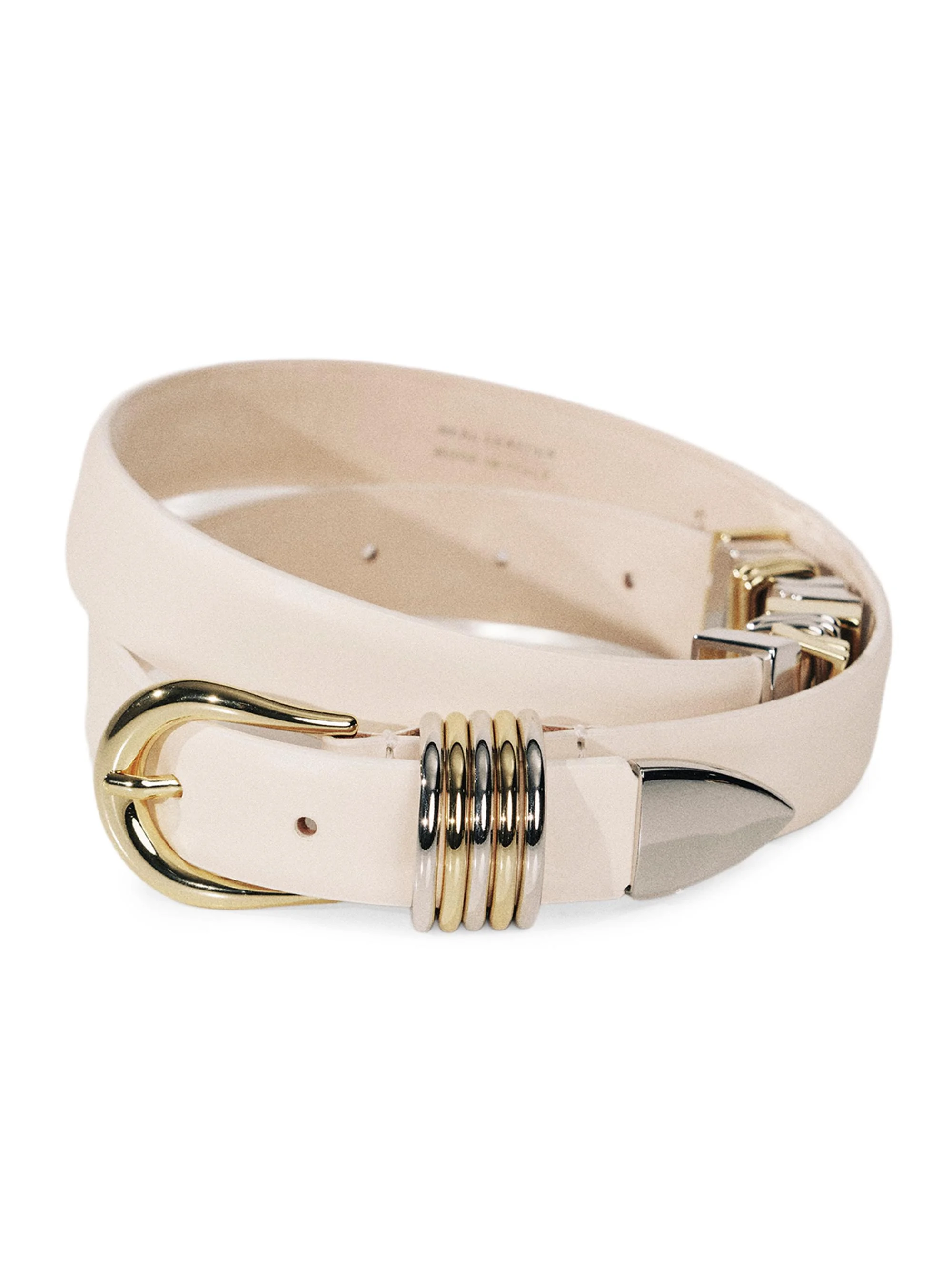 Women's Hollyhock Messy Leather Belt - Ivory Gold - 1