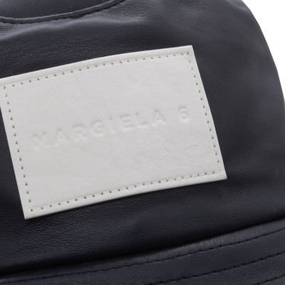 MM6 Maison Margiela Faux Leather Bucket Hat in Black outlook