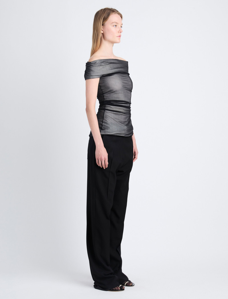 Allegra Off The Shoulder Top in Silk Nylon 4