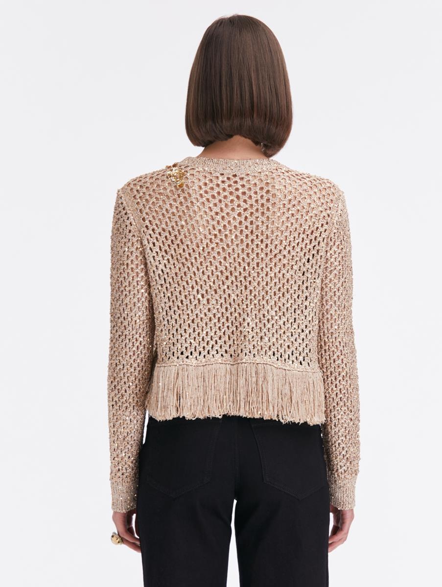 SEQUIN EMBROIDERED CROCHET PULLOVER - 3