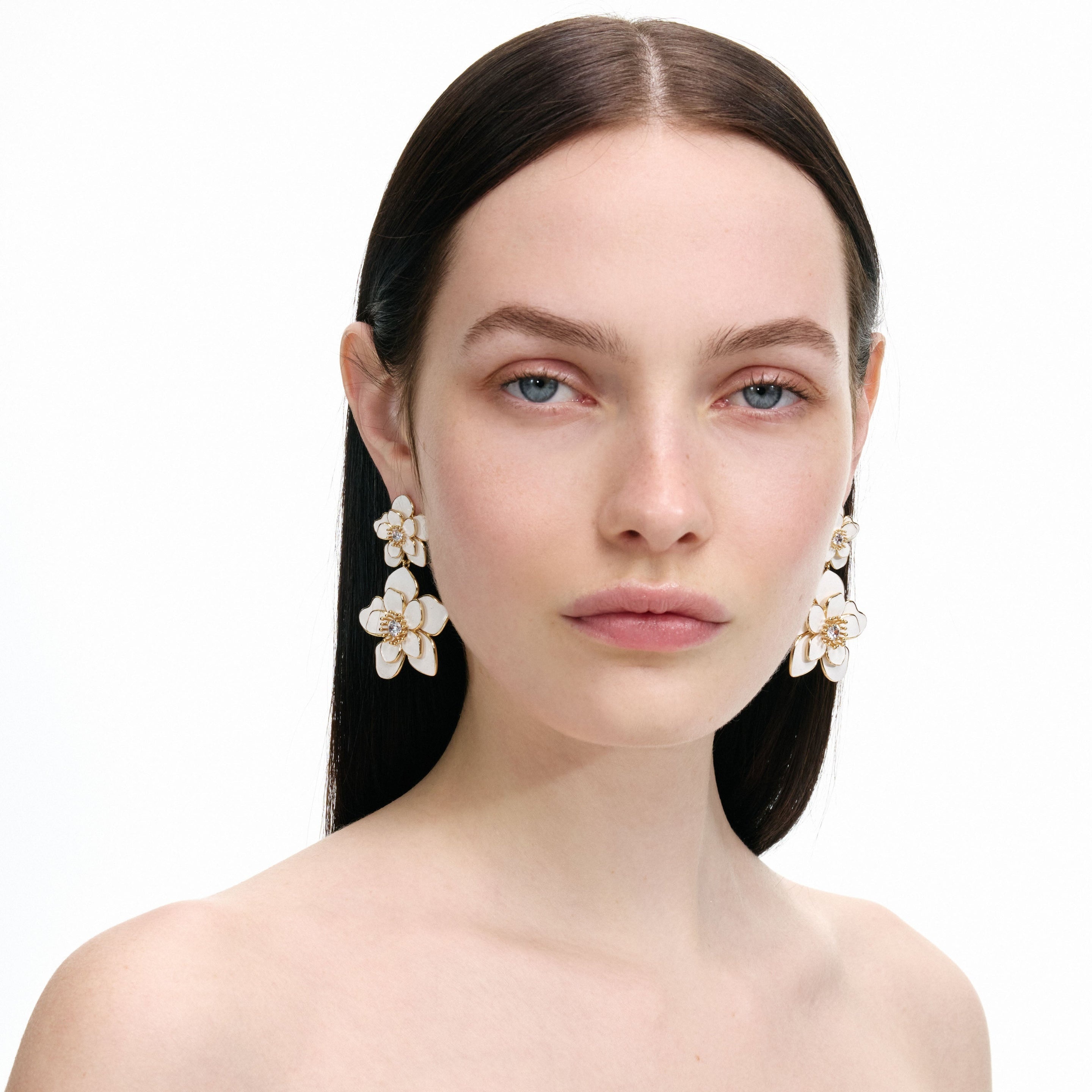 Enamel Flower Tiered Earrings - 3
