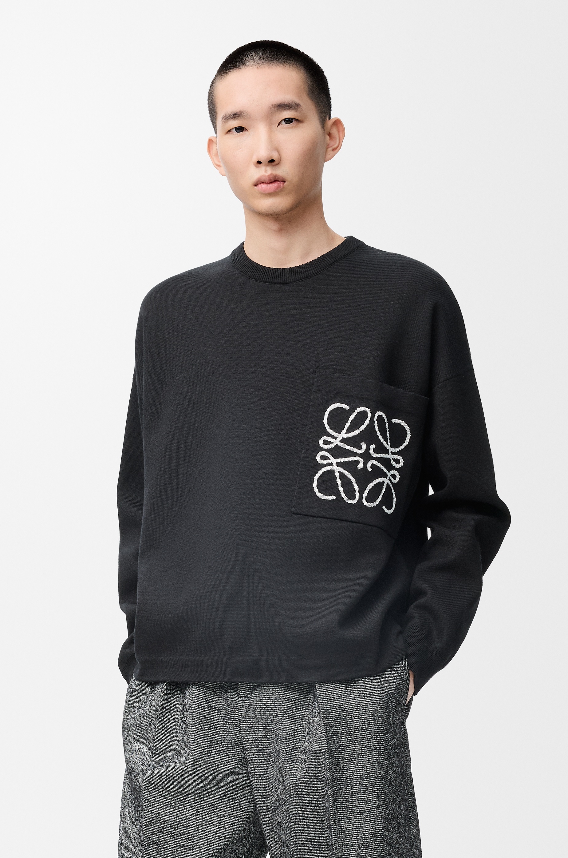 Anagram pocket sweater in cotton blend - 3