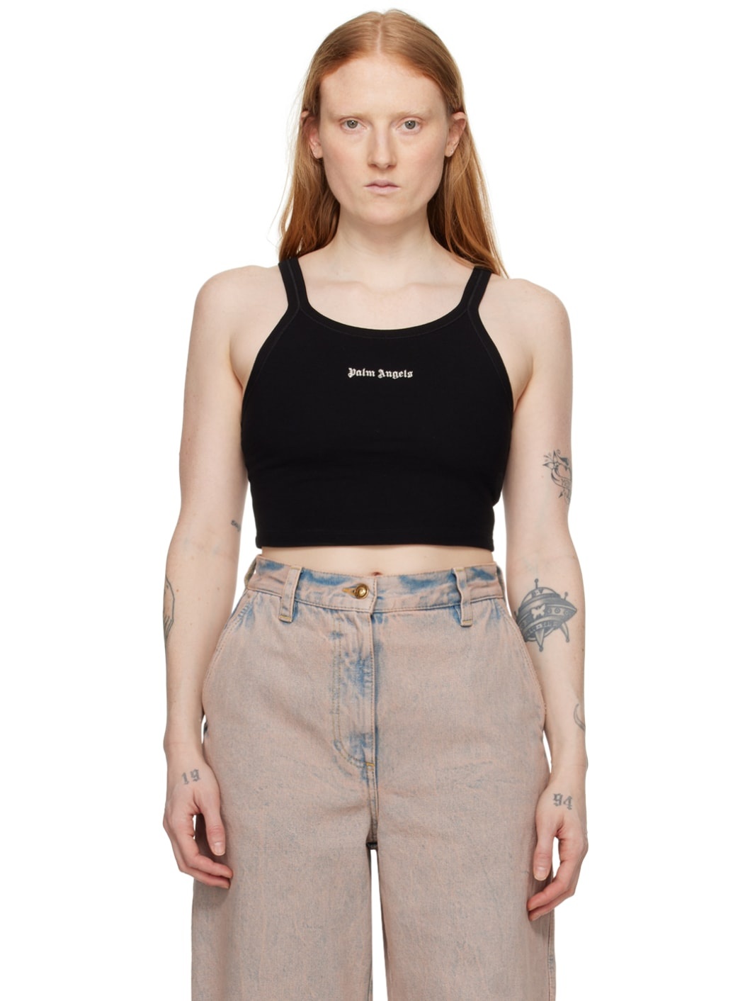 Black Cropped Tank Top - 1