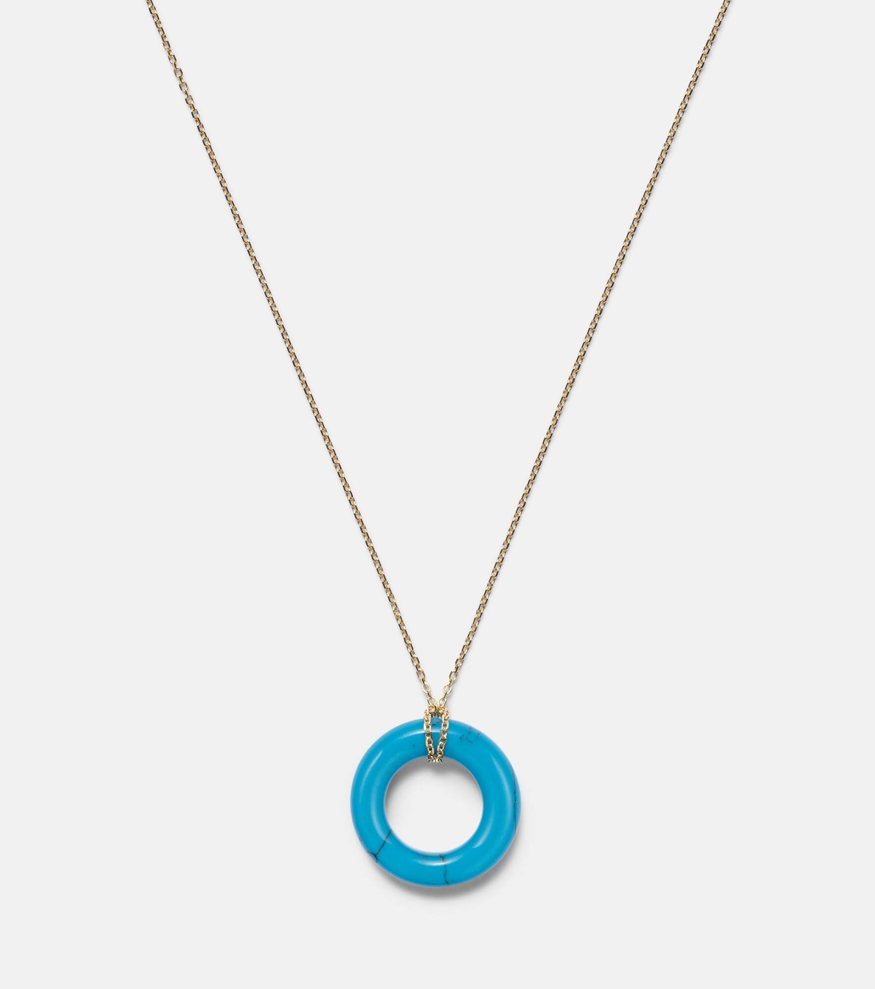 14kt gold pendant necklace with turquoise - 4