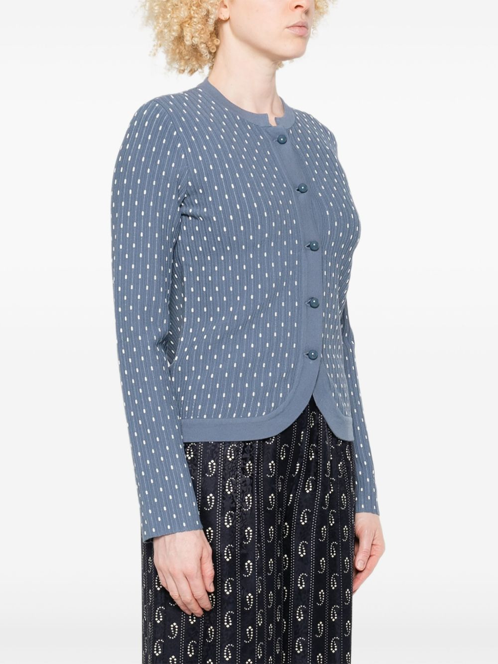 dot-pattern ribbed cardigan - 3