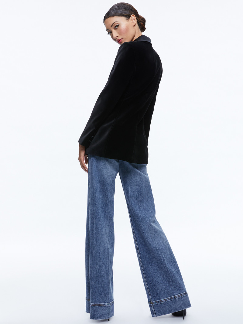 Alice + Olivia BREANN VELVET COMBINATION BLAZER outlook