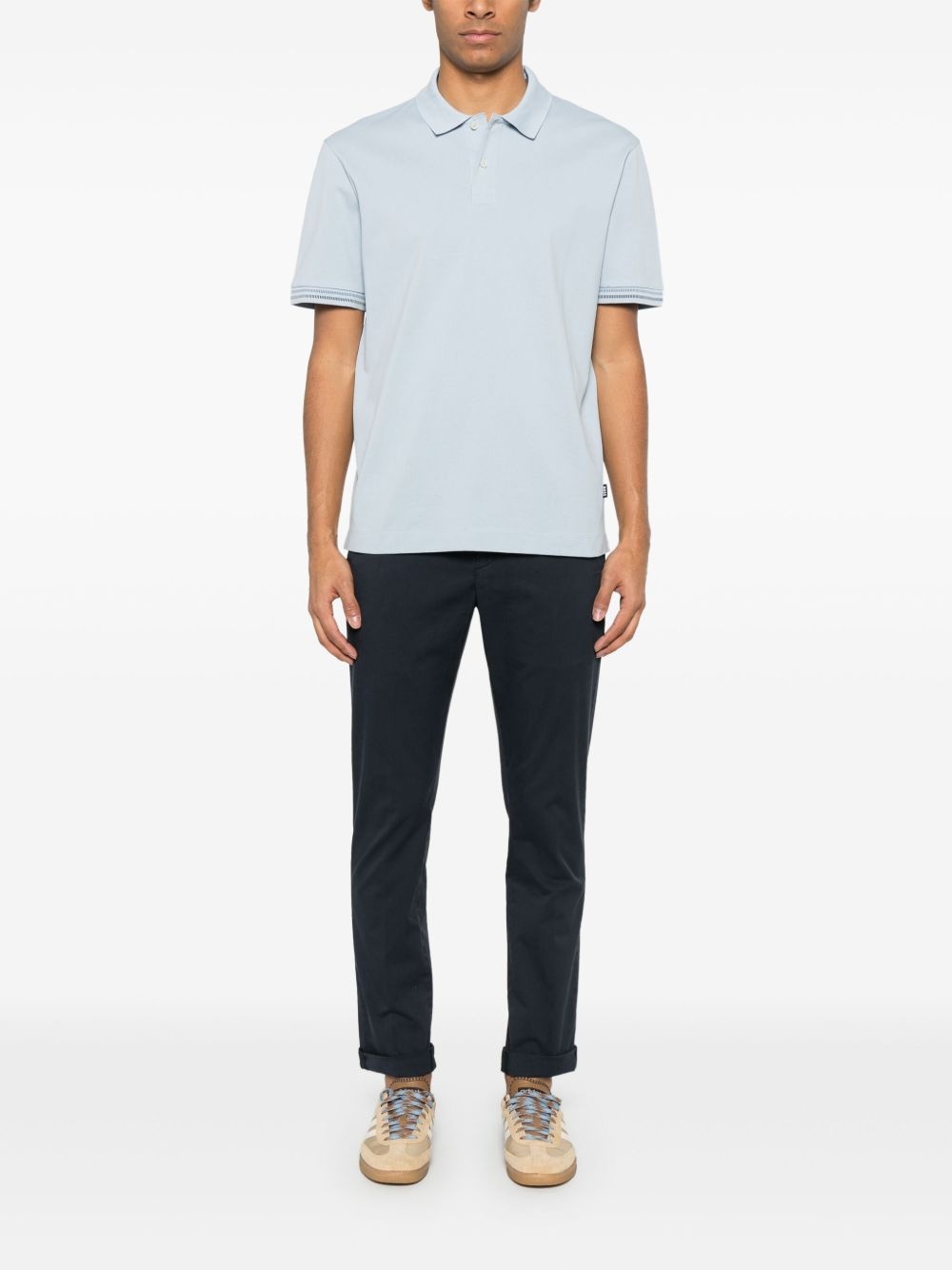 striped-trim polo shirt - 2