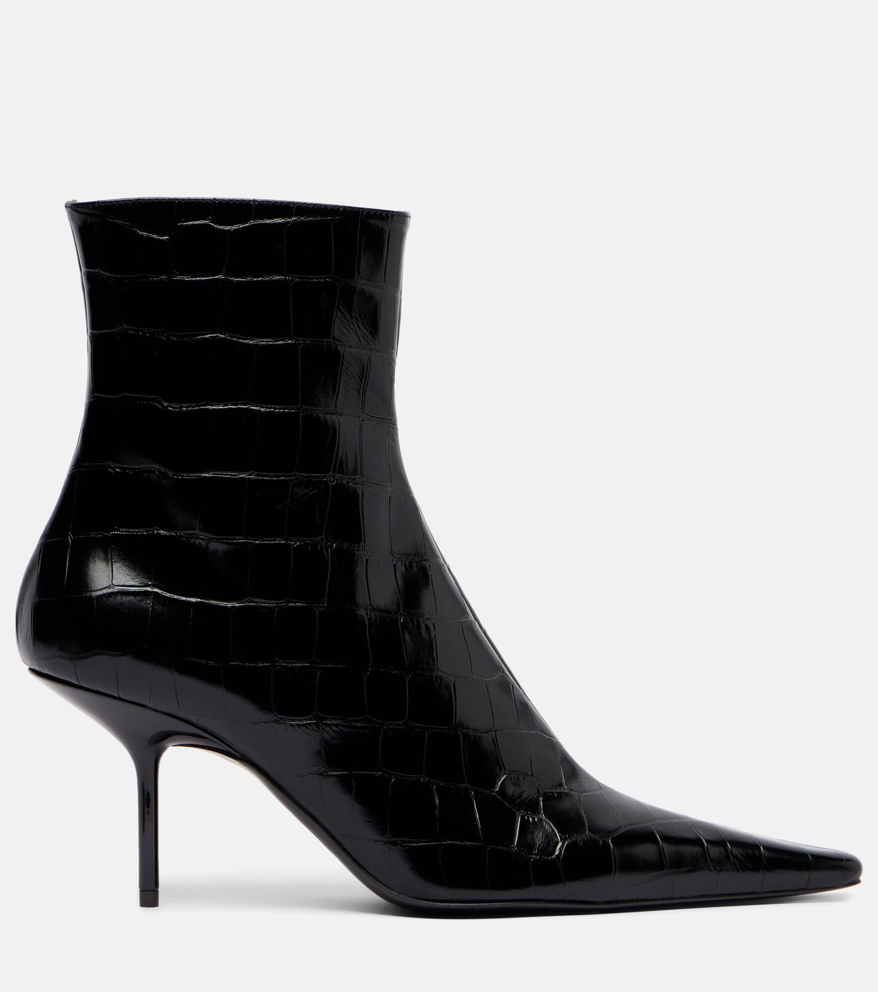 75 croc-effect leather ankle boots - 4