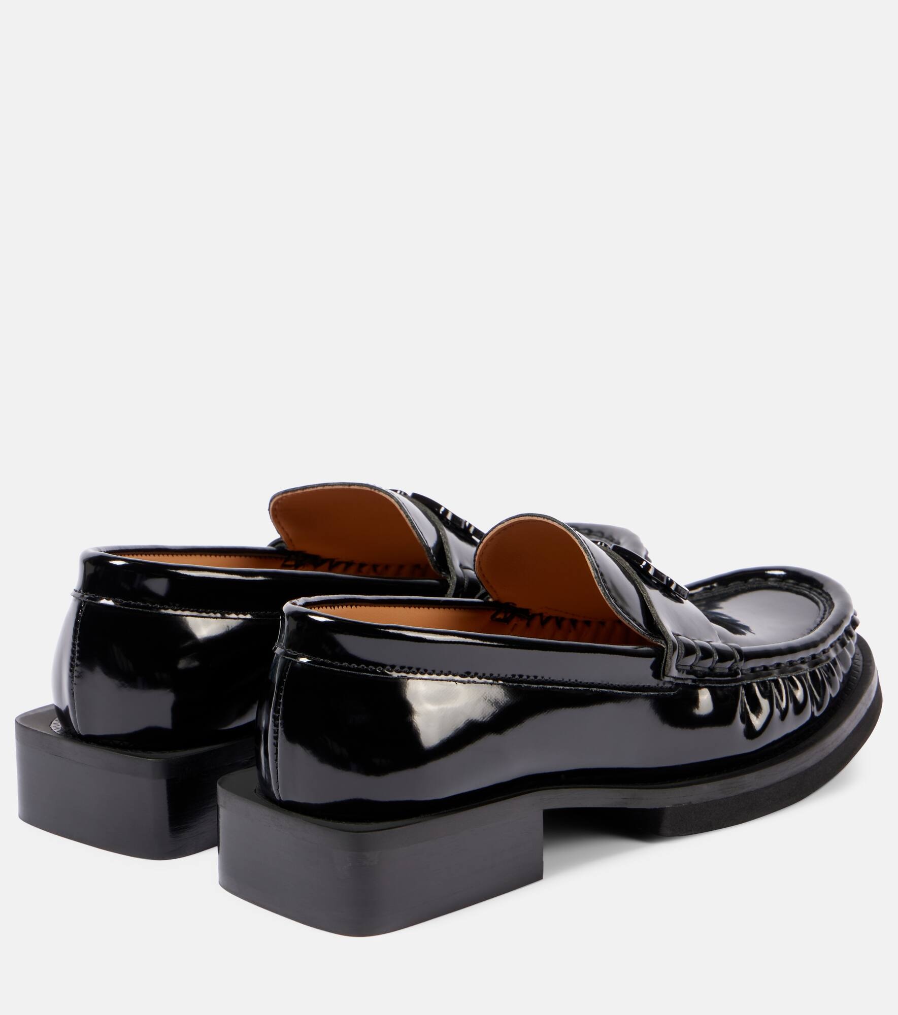 Logo faux leather loafers - 3