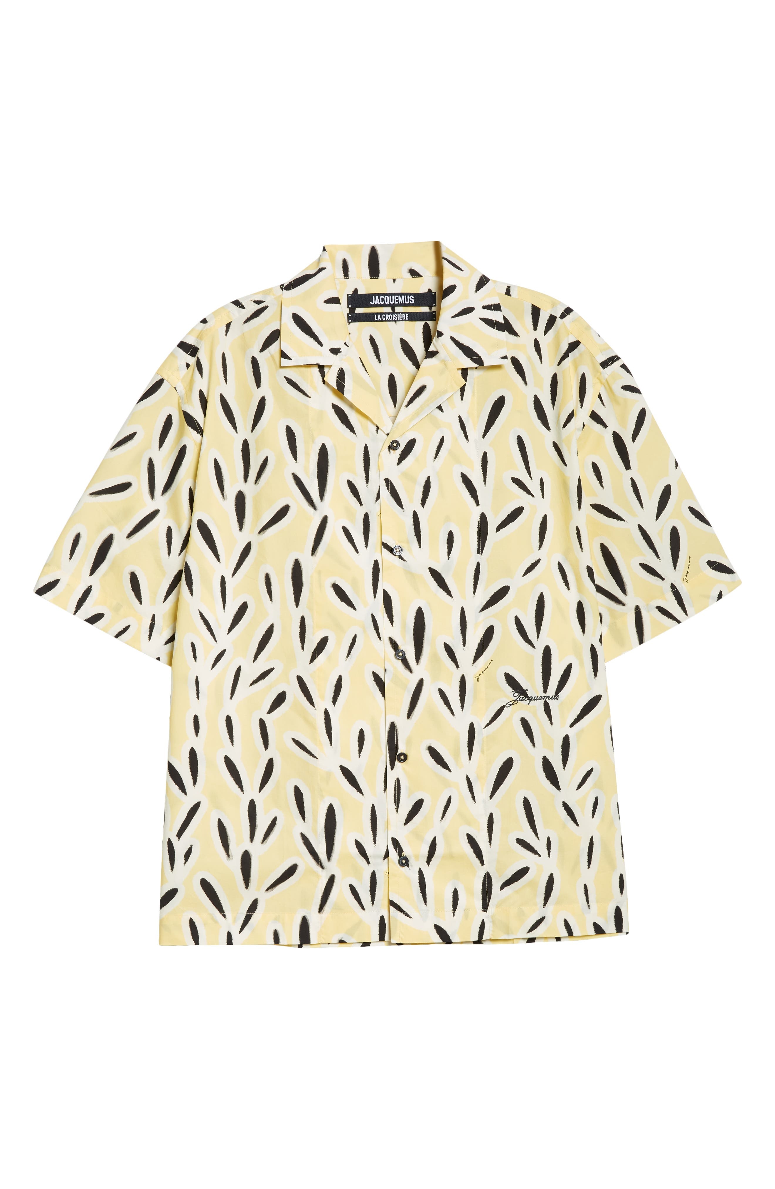 Jacquemus La Chemise Jean Button-Up Shirt in Print Yellow/Black at Nordstrom - 6